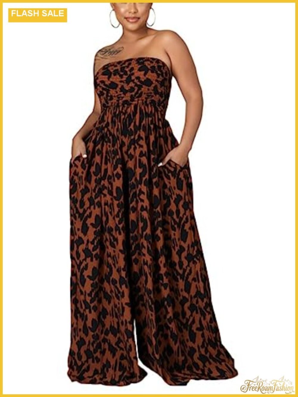 Womens Spaghetti Strap Wide Leg Jumpsuit Romper with Pockets Casual Sleeveless